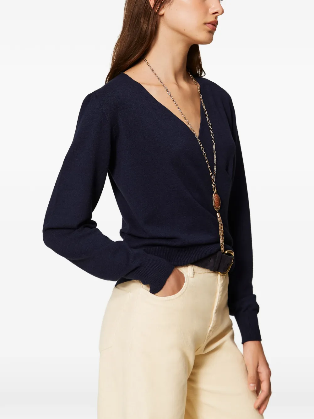 TWINSET viscose blend crossover jumper Blauw