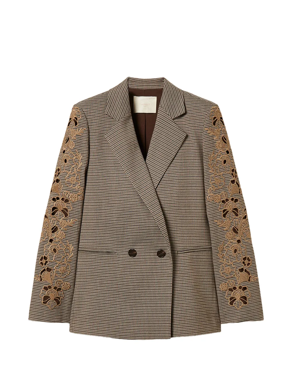 TWINSET houndstooth blazer with embroidery - Braun