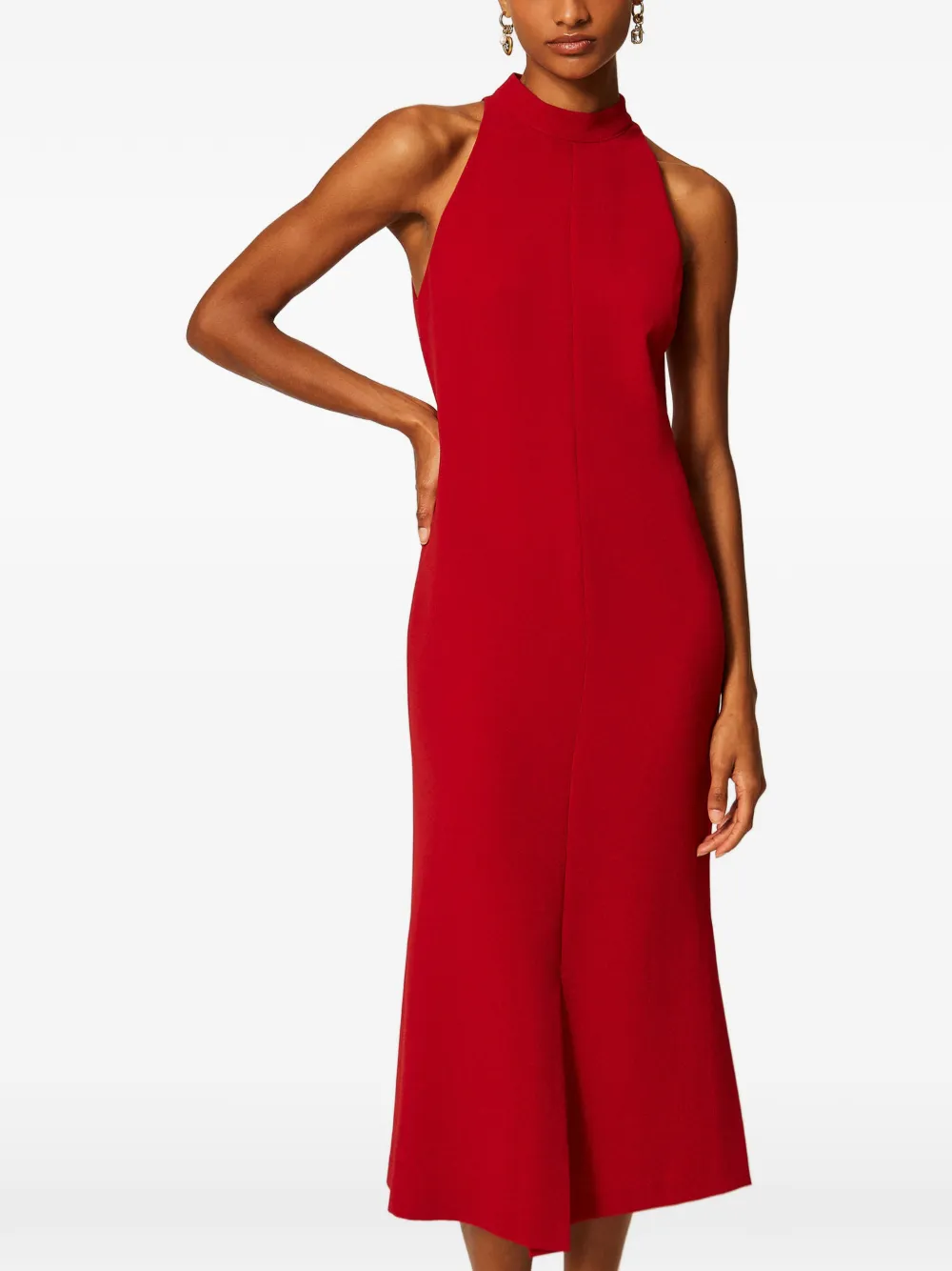 TWINSET Crêpe jurk met halternek Rood