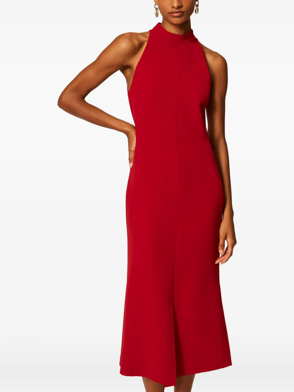 TWINSET Crêpe jurk met halternek Rood