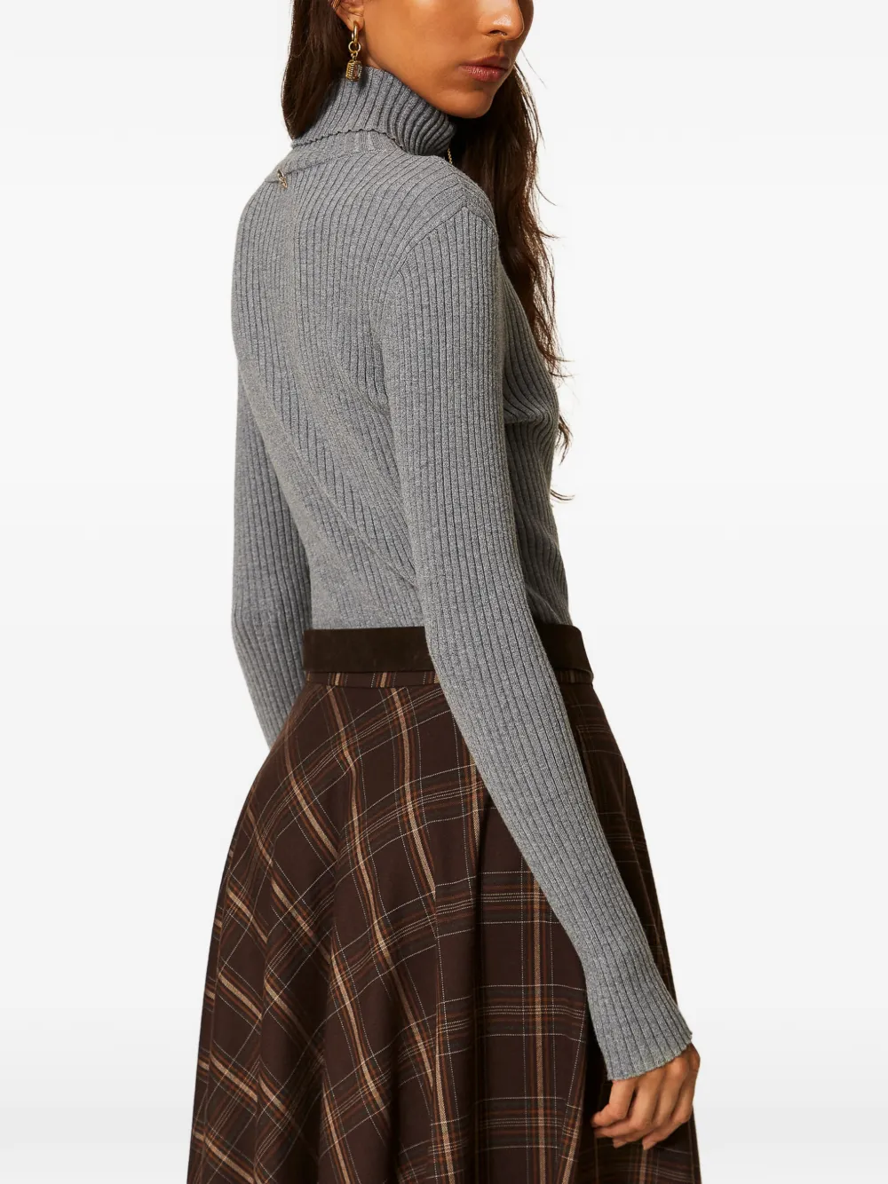 TWINSET Ribgebreide coltrui Grijs
