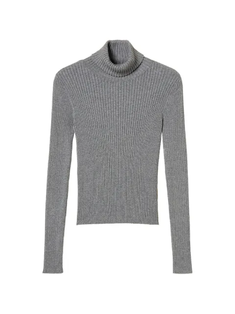 TWINSET suéter tejido de canalé con cuello vuelto