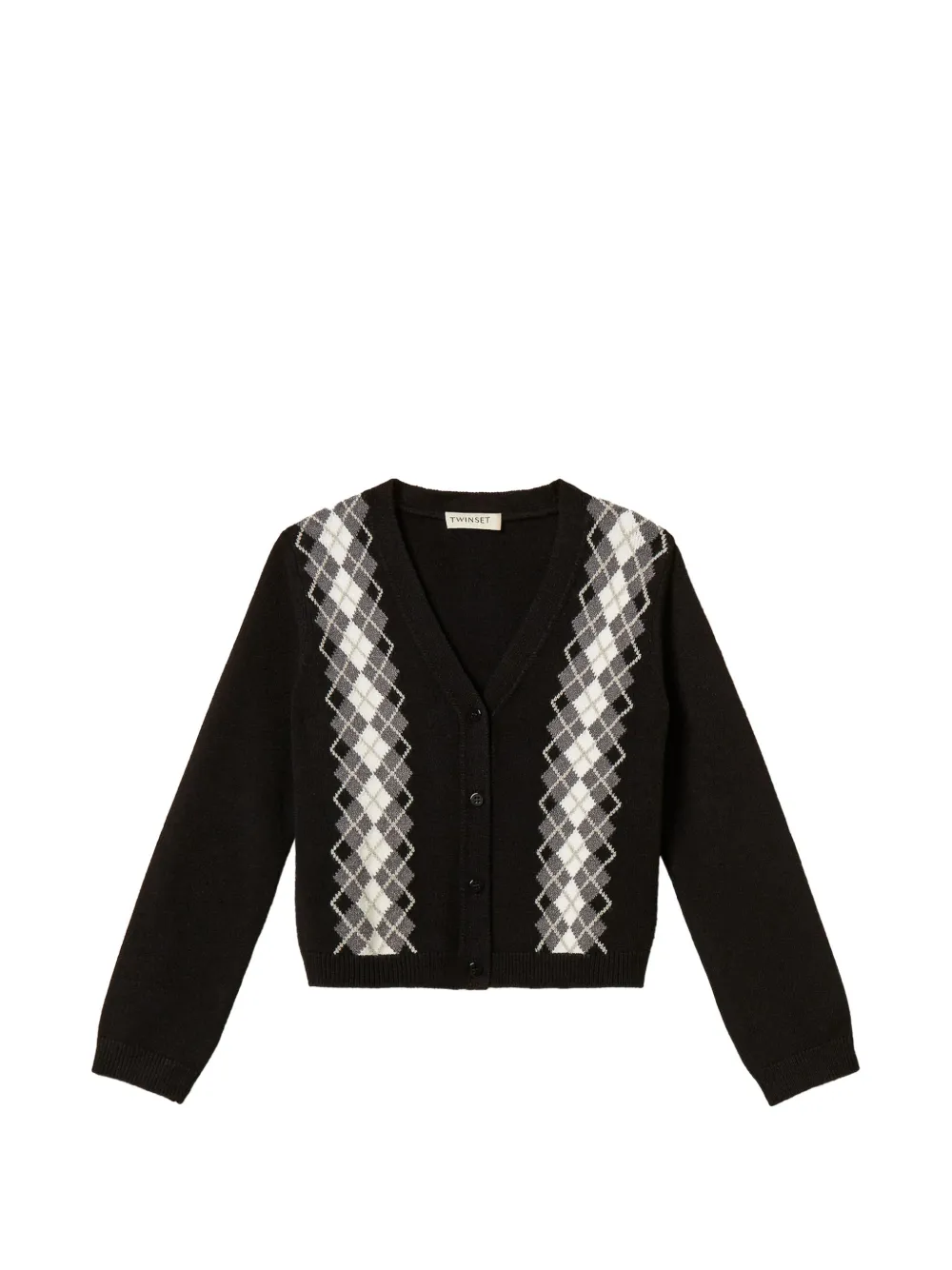 TWINSET Kids diamond-pattern knit cardigan - Schwarz