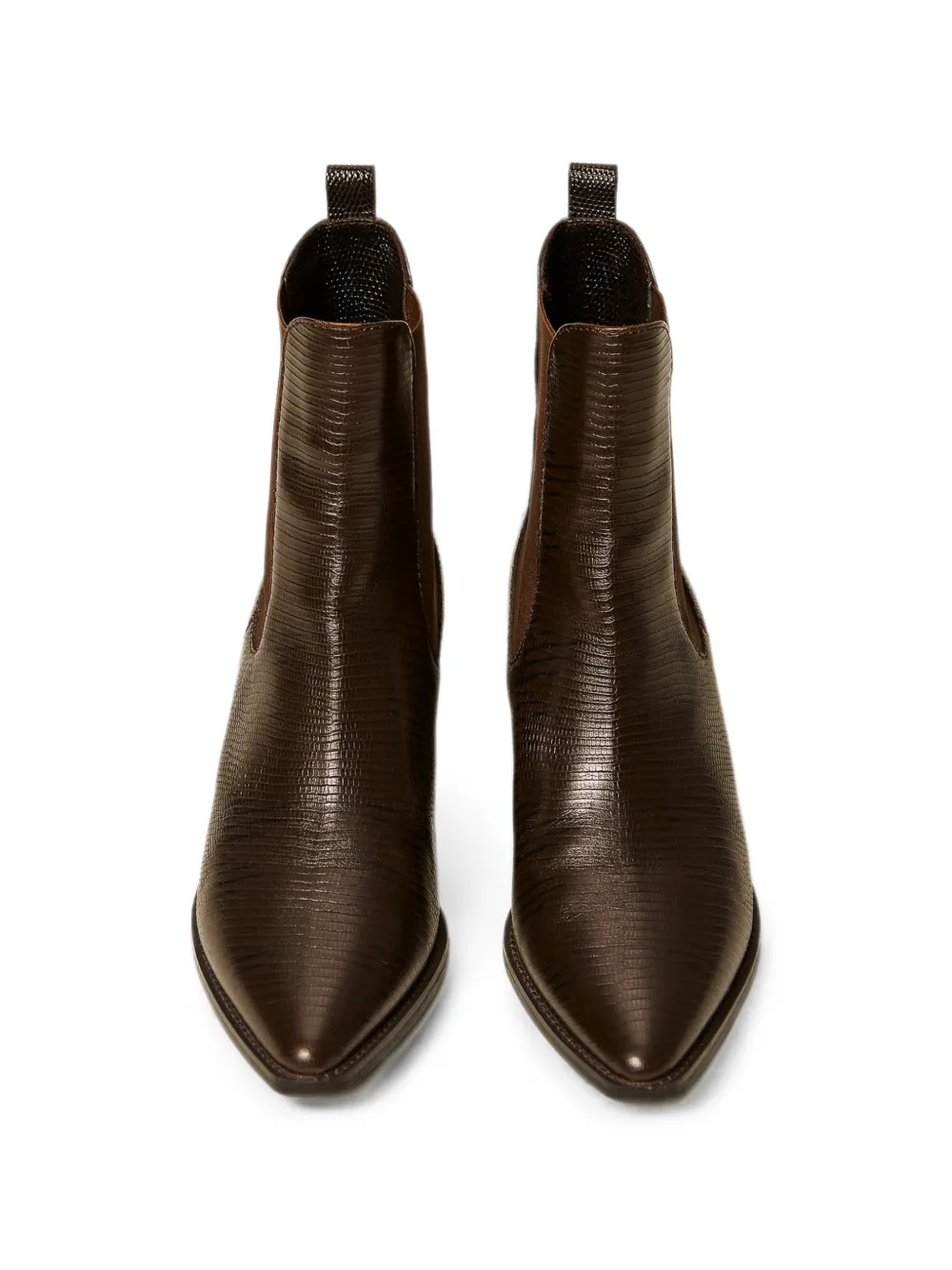 TWINSET short leather cow boots with elastics Bruin