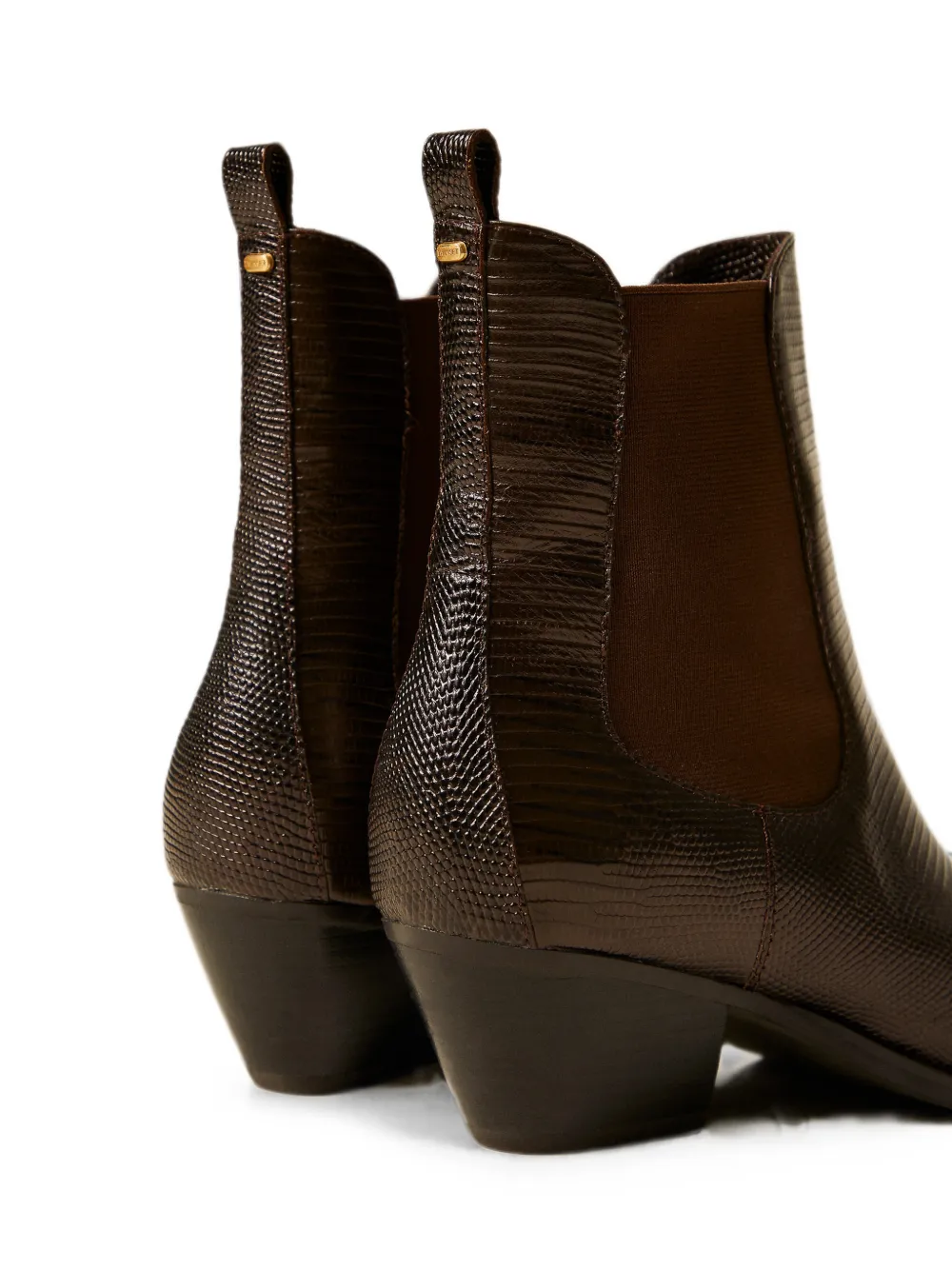 TWINSET short leather cow boots with elastics Bruin