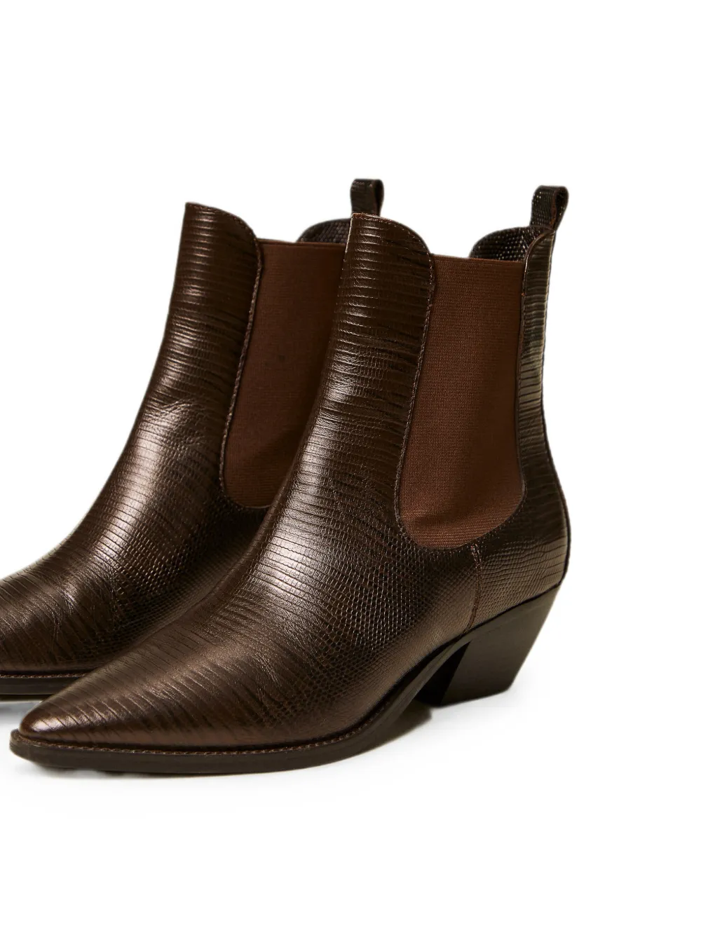 TWINSET short leather cow boots with elastics Bruin