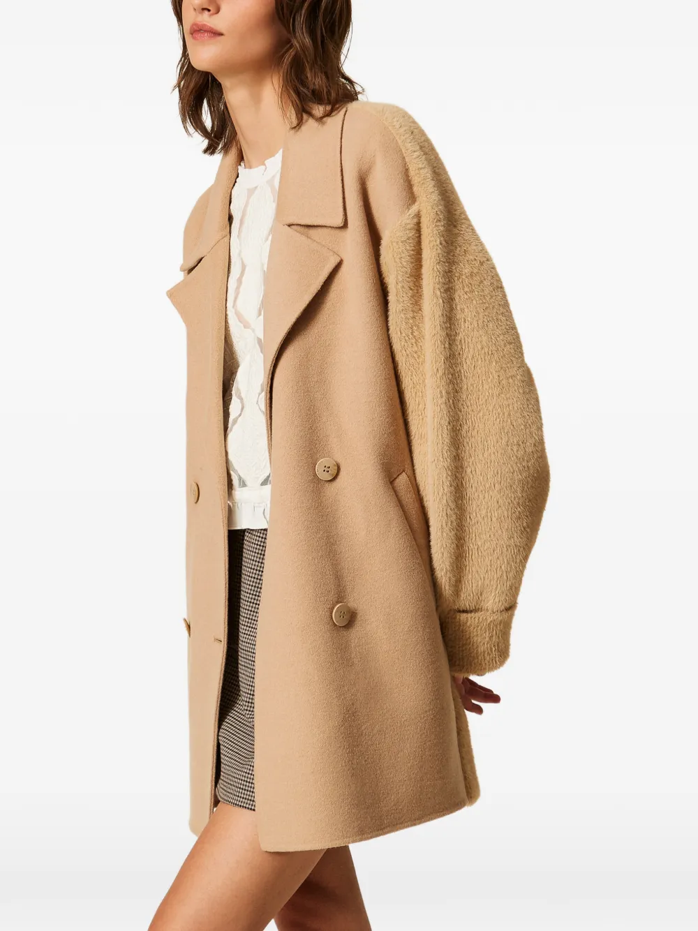TWINSET Jas van dubbelzijdige wolblendstof Beige