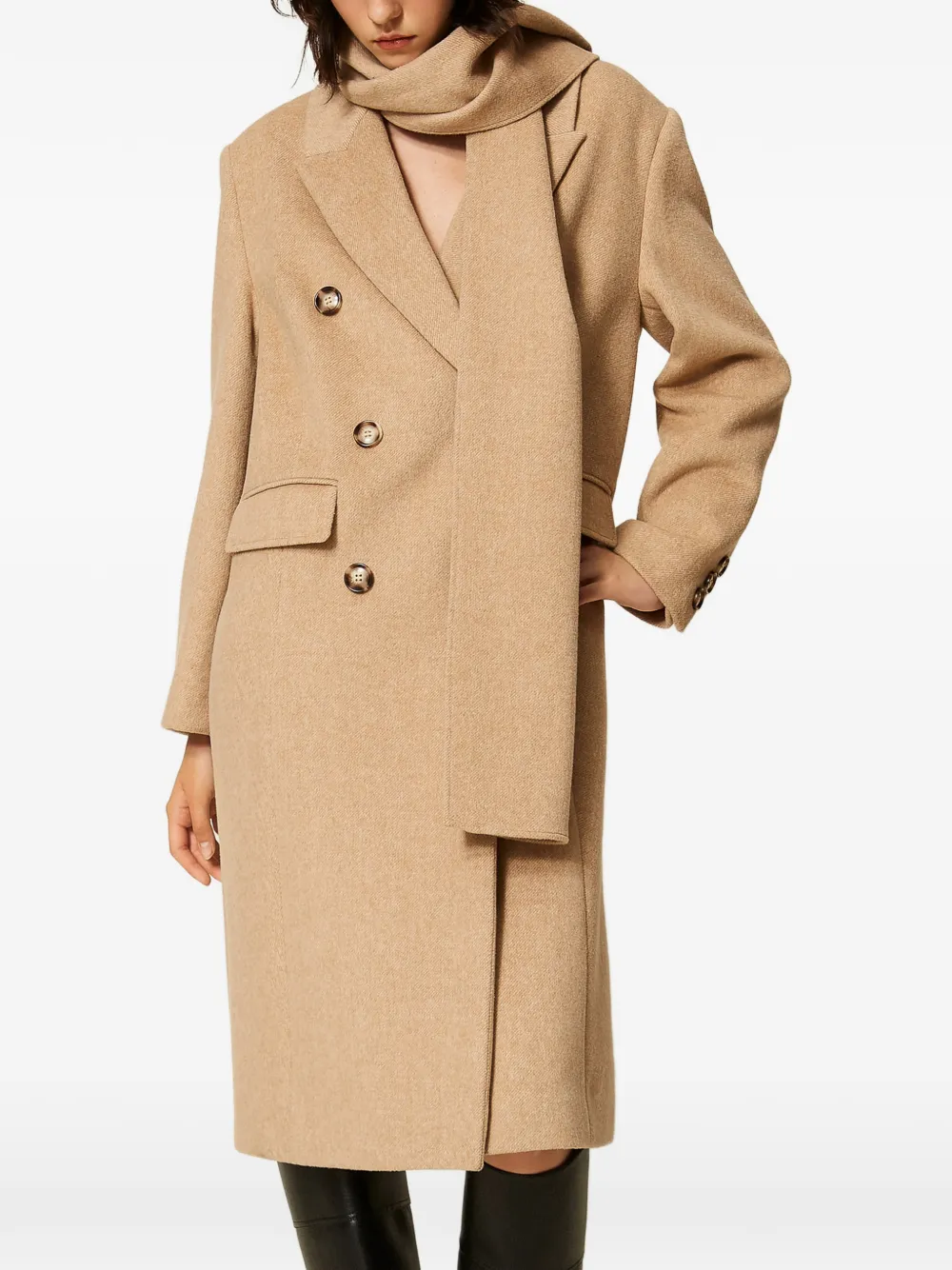TWINSET Fluwelen wollen jas Beige