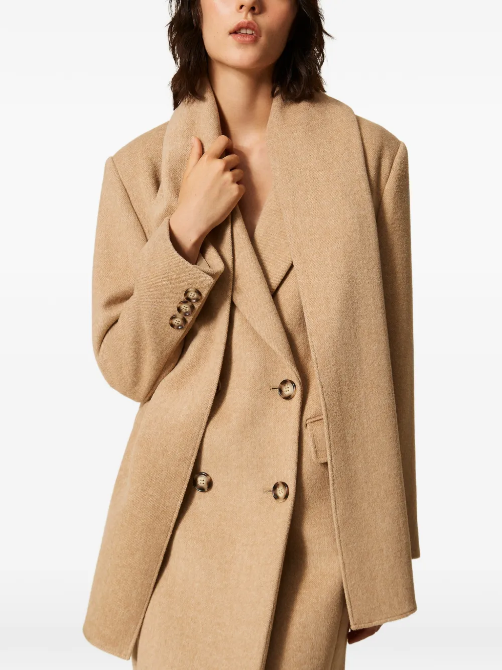 TWINSET Fluwelen wollen jas Beige