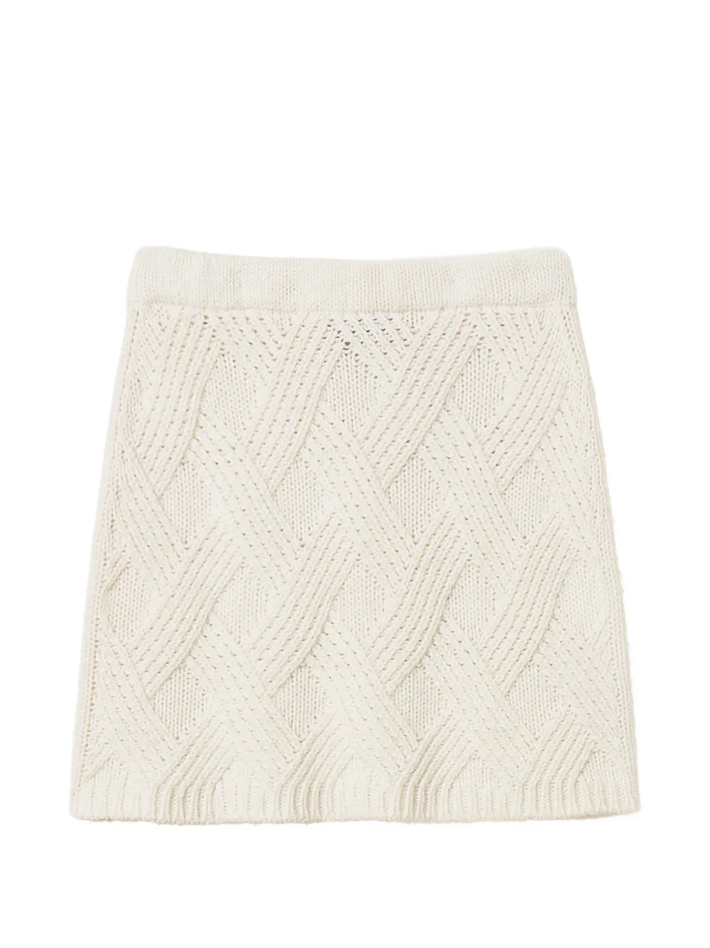TWINSET short knit skirt with criss-cross pattern - Nude