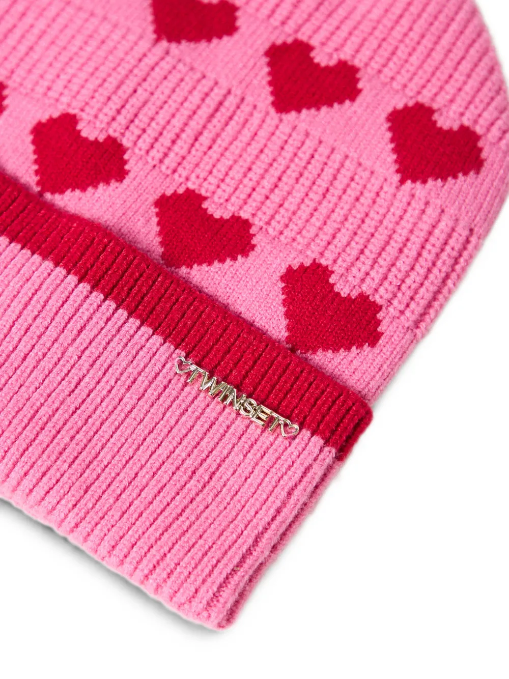 TWINSET Kids Gebreide muts met hart-jacquard Roze