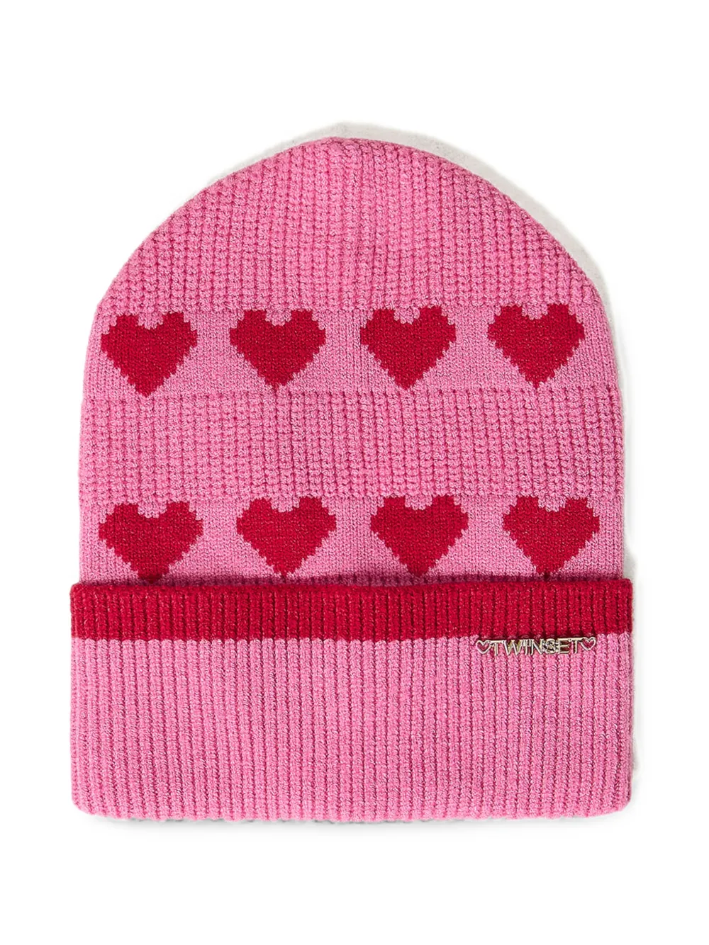 TWINSET Kids Berretto con motivo a cuori jacquard - Rosa