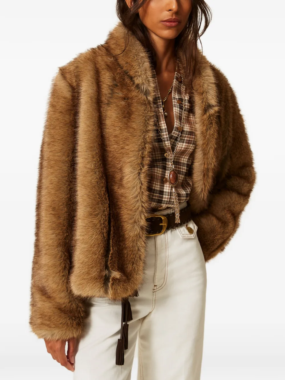 TWINSET Myfo jack van imitatiebont Bruin