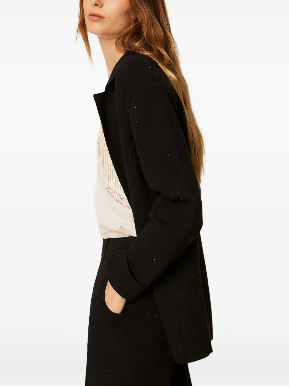 TWINSET Gebreid jack met pailletten Zwart