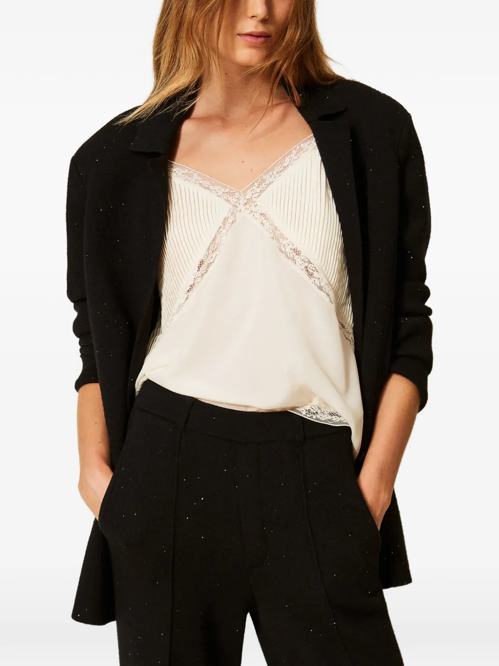 TWINSET Gebreid jack met pailletten Zwart