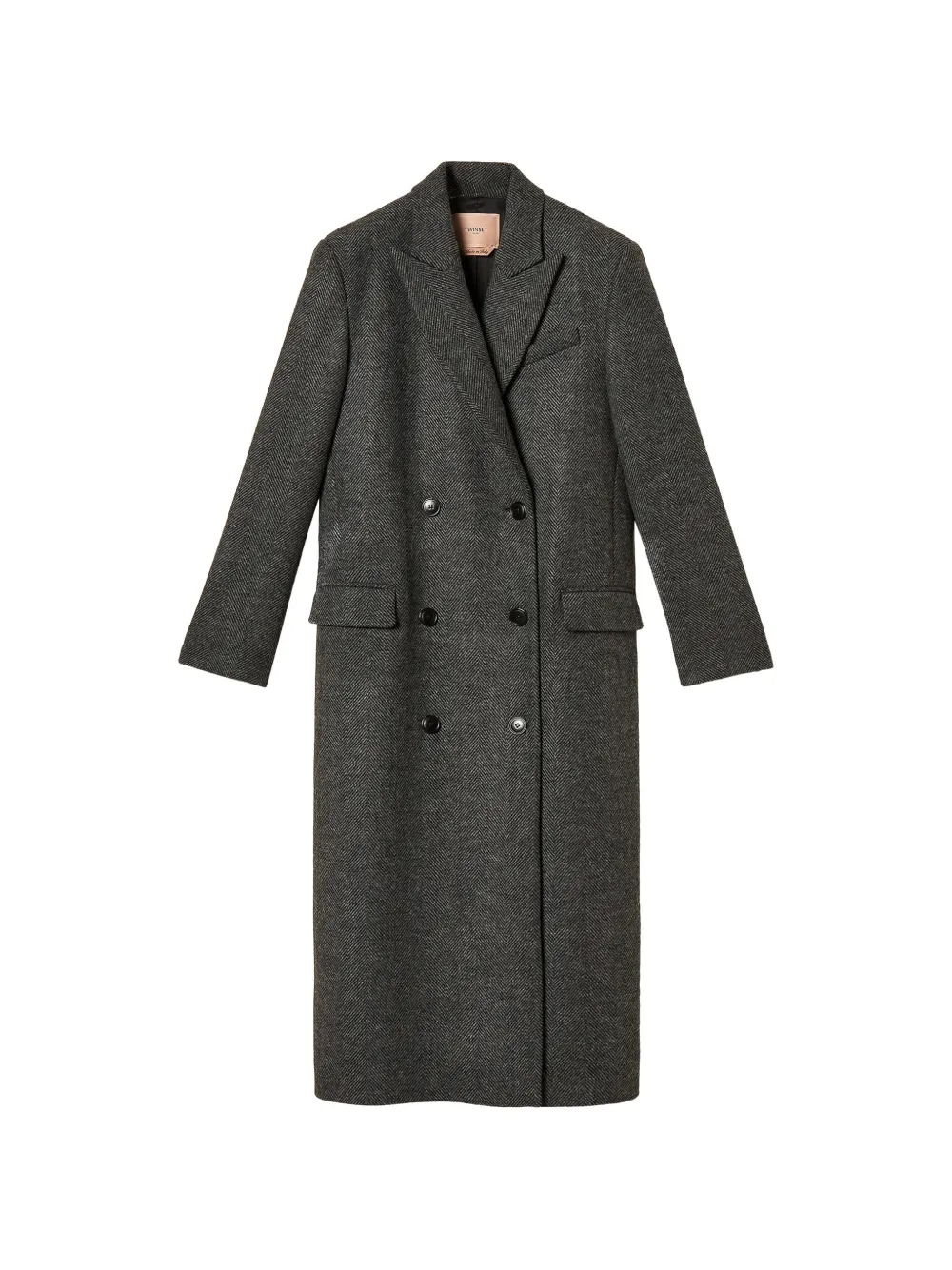TWINSET chevron-pattern double-breasted coat - Grey