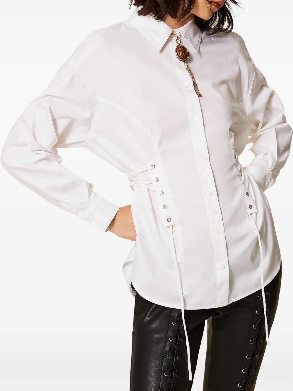 TWINSET x Myfo poplin shirt with ties