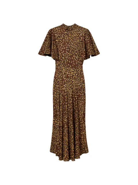 TWINSET vestido largo de satén con animal print