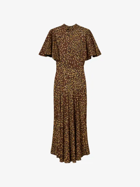 TWINSET vestido largo de satén con animal print