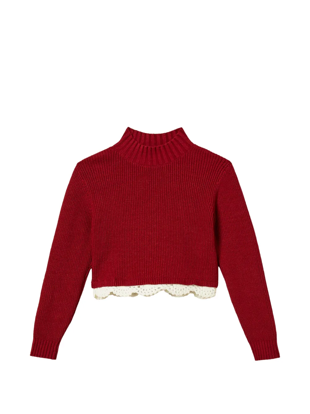 TWINSET Kids turtleneck jumper with crochet - Red