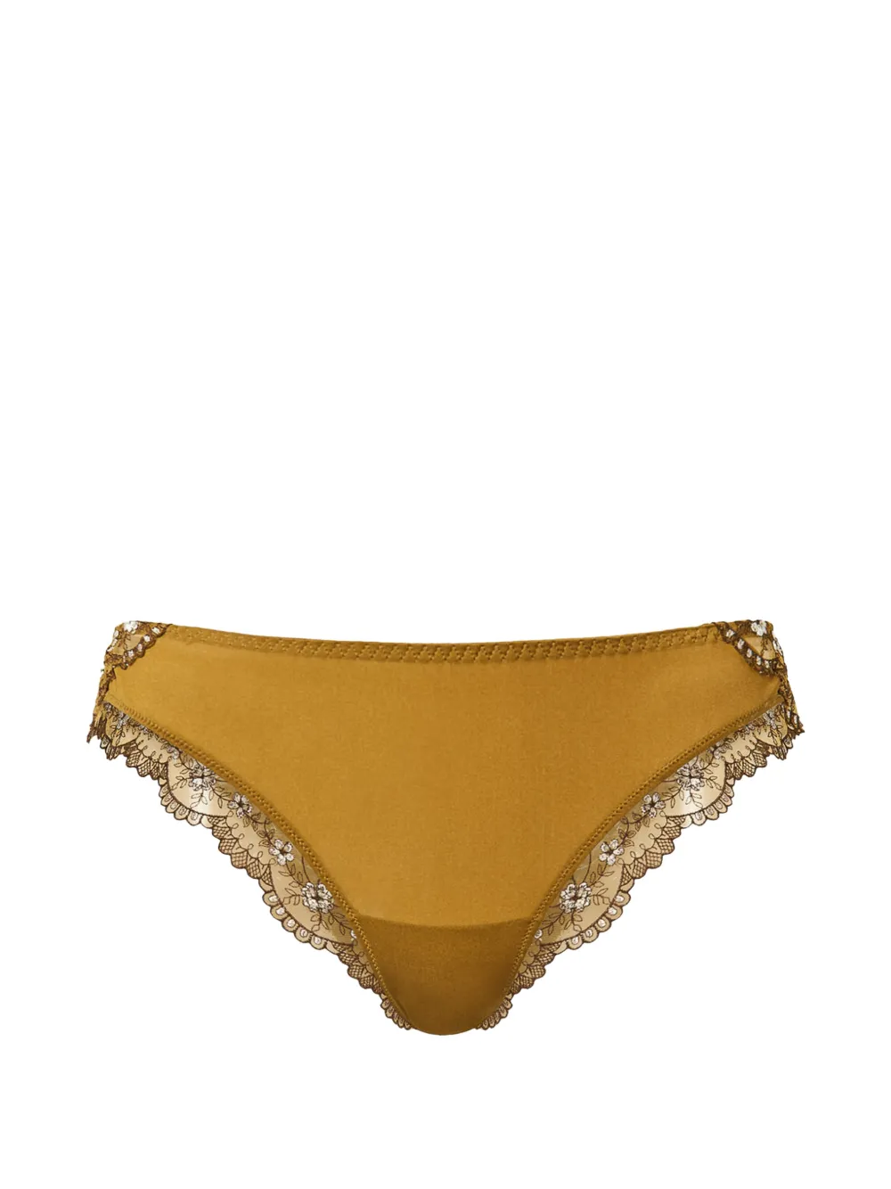 TWINSET Slip brasiliana in tulle ricamato - Oro