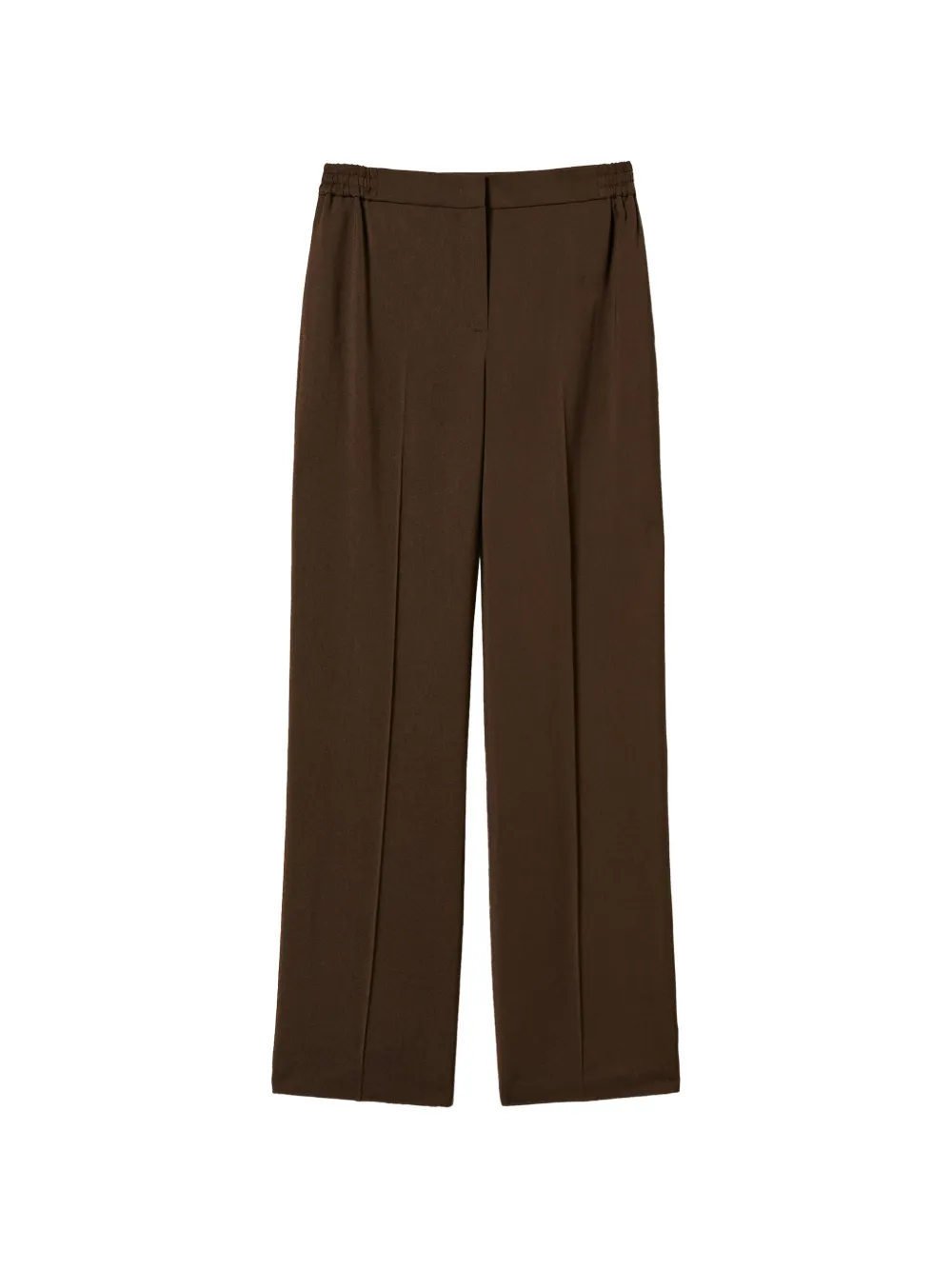 TWINSET straight twill trousers with pockets - Braun