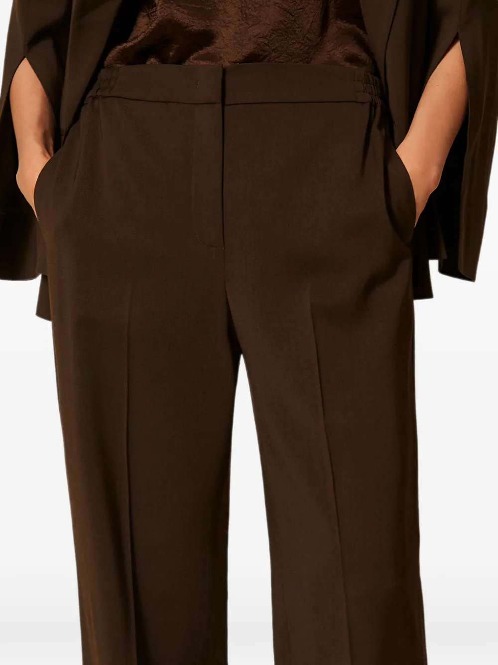 TWINSET Straight twill broek met zakken Bruin