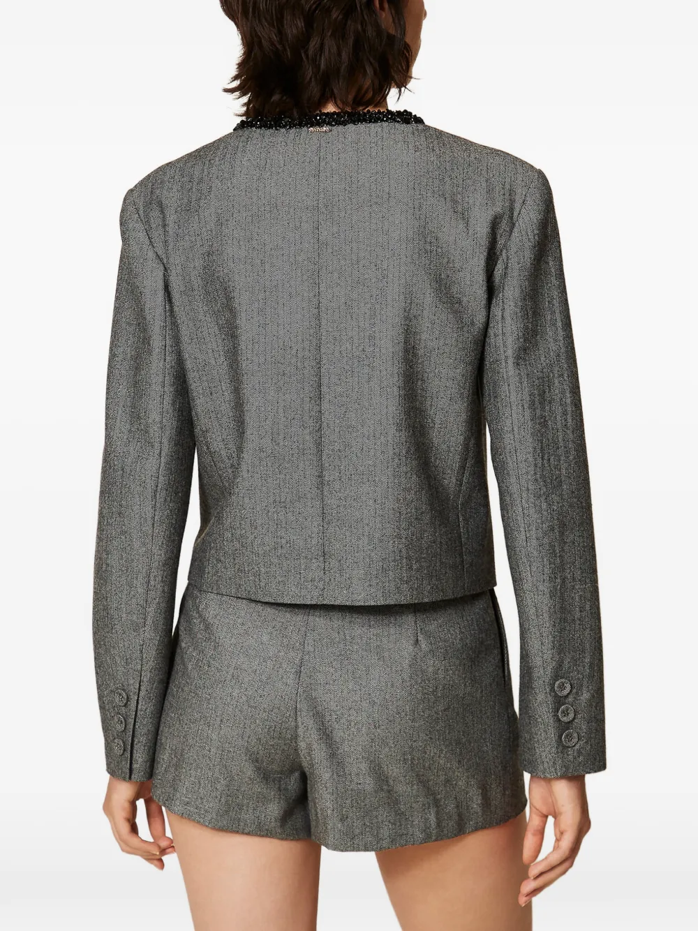 TWINSET Jack van wolblend met chevron-streep Grijs