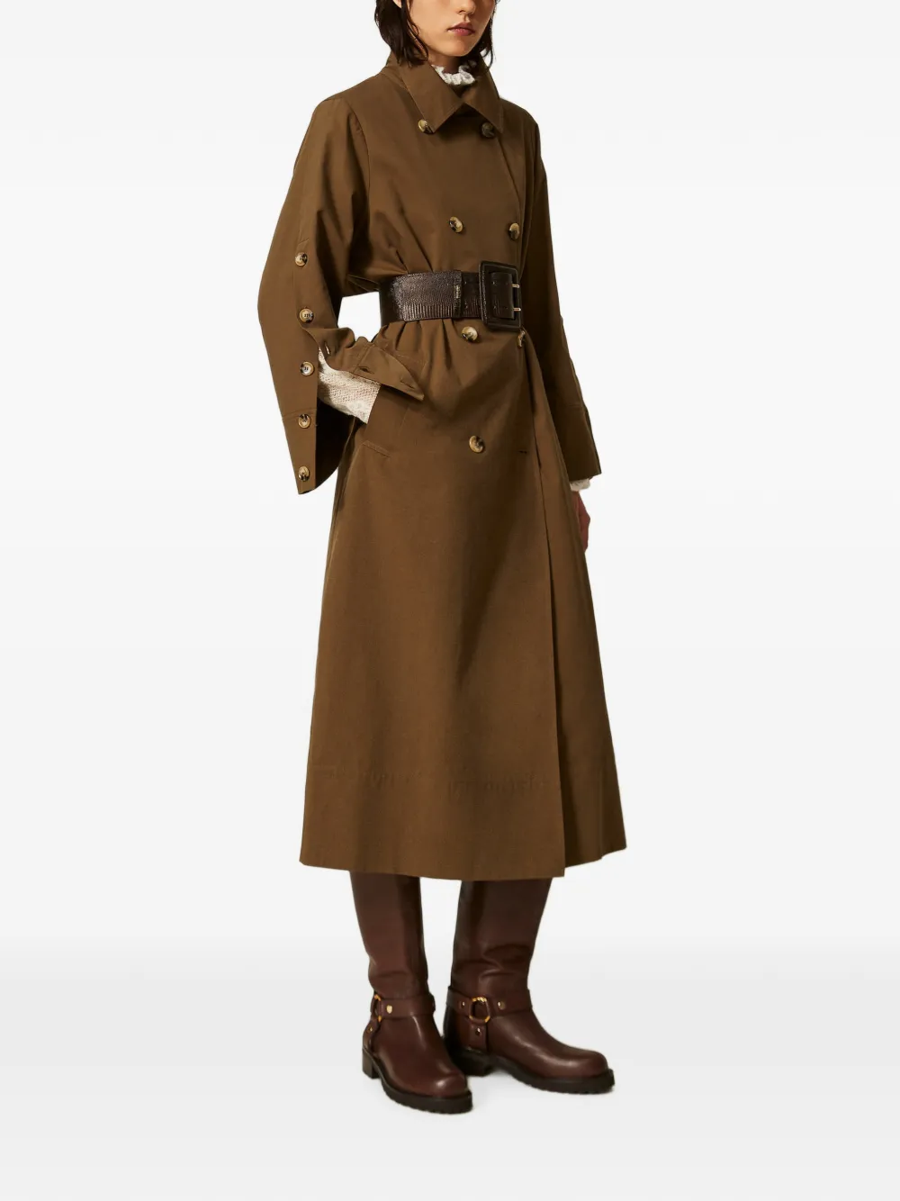 TWINSET Gabardine trenchcoat van katoenblend Bruin