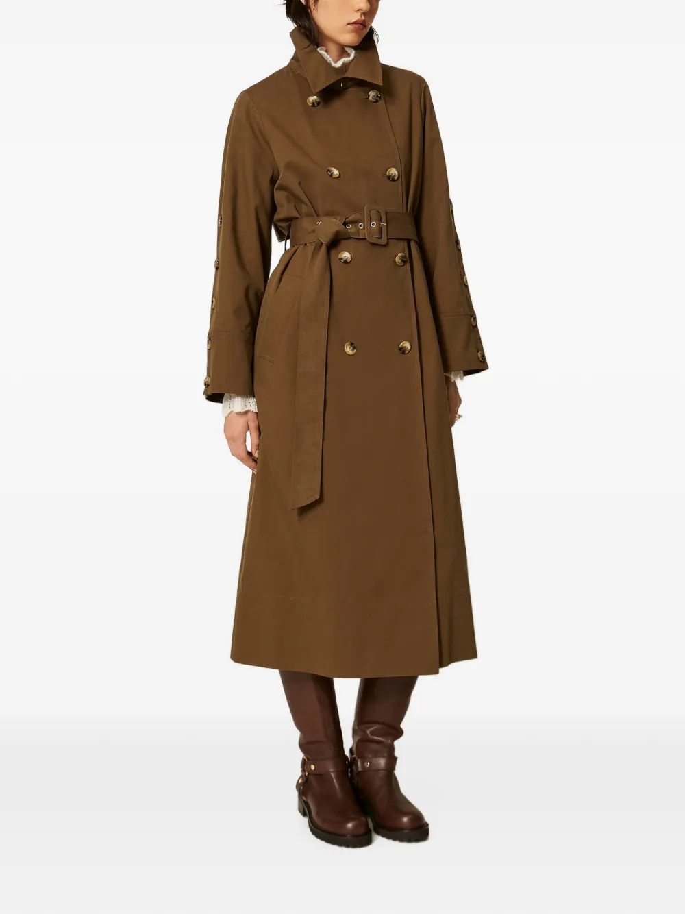 TWINSET Gabardine trenchcoat van katoenblend Bruin