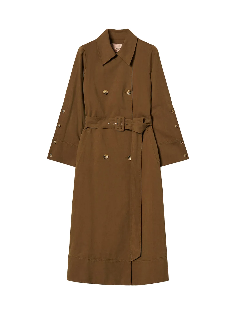 TWINSET cotton-blend gabardine trench coat - Marrone