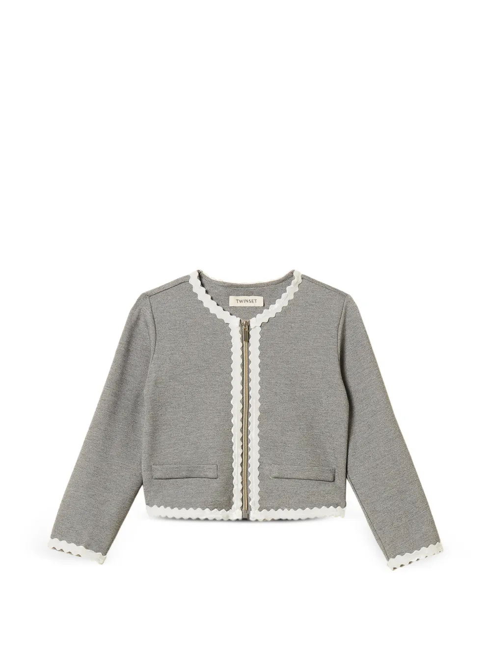TWINSET Kids Giacca con orlo a smerlo - Grigio