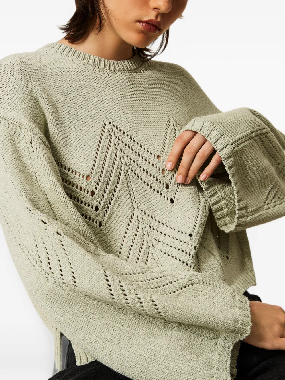 TWINSET Trui van wolblend met chevron-patroon Groen