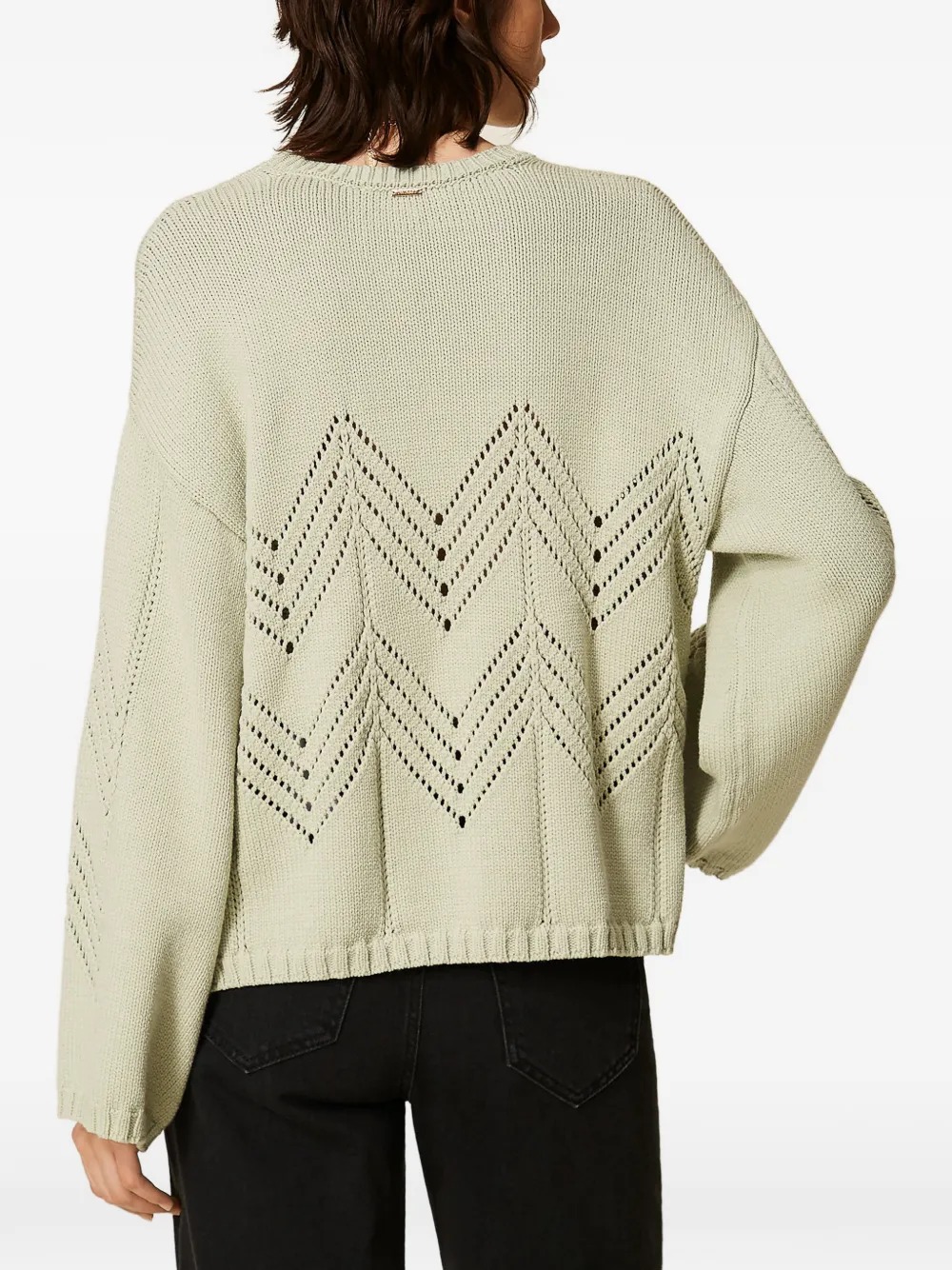 TWINSET Trui van wolblend met chevron-patroon Groen