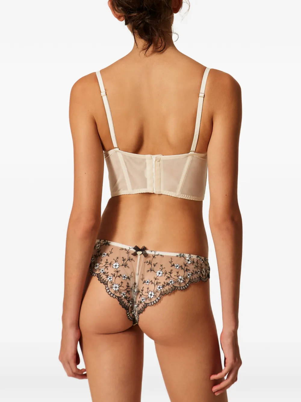 TWINSET Tulen bustier met borduurwerk Beige