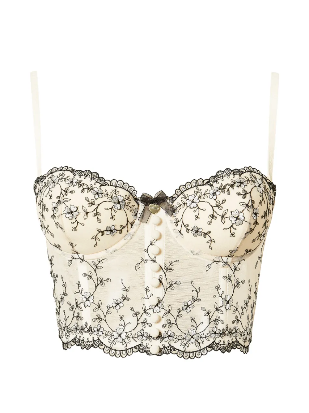 TWINSET Bustino in tulle con ricamo - Toni neutri