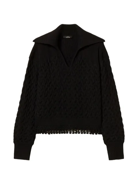 TWINSET cable knit and crochet jumper