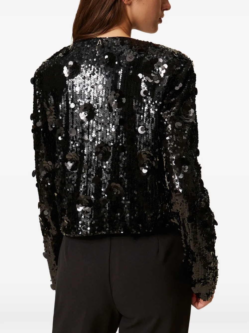 TWINSET Jack met pailletten en bloemen Zwart