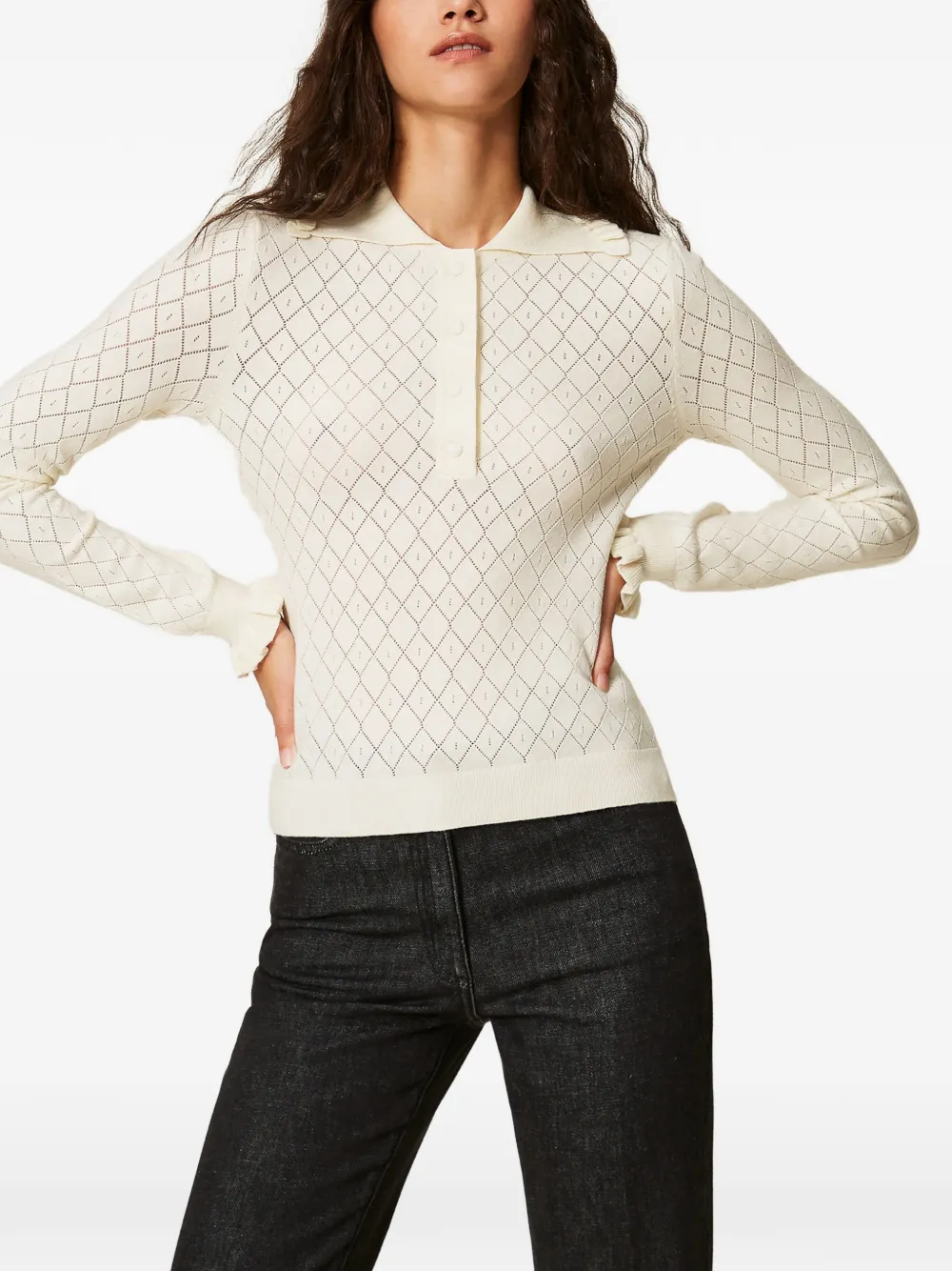 TWINSET Trui met polokraag en ruches Beige