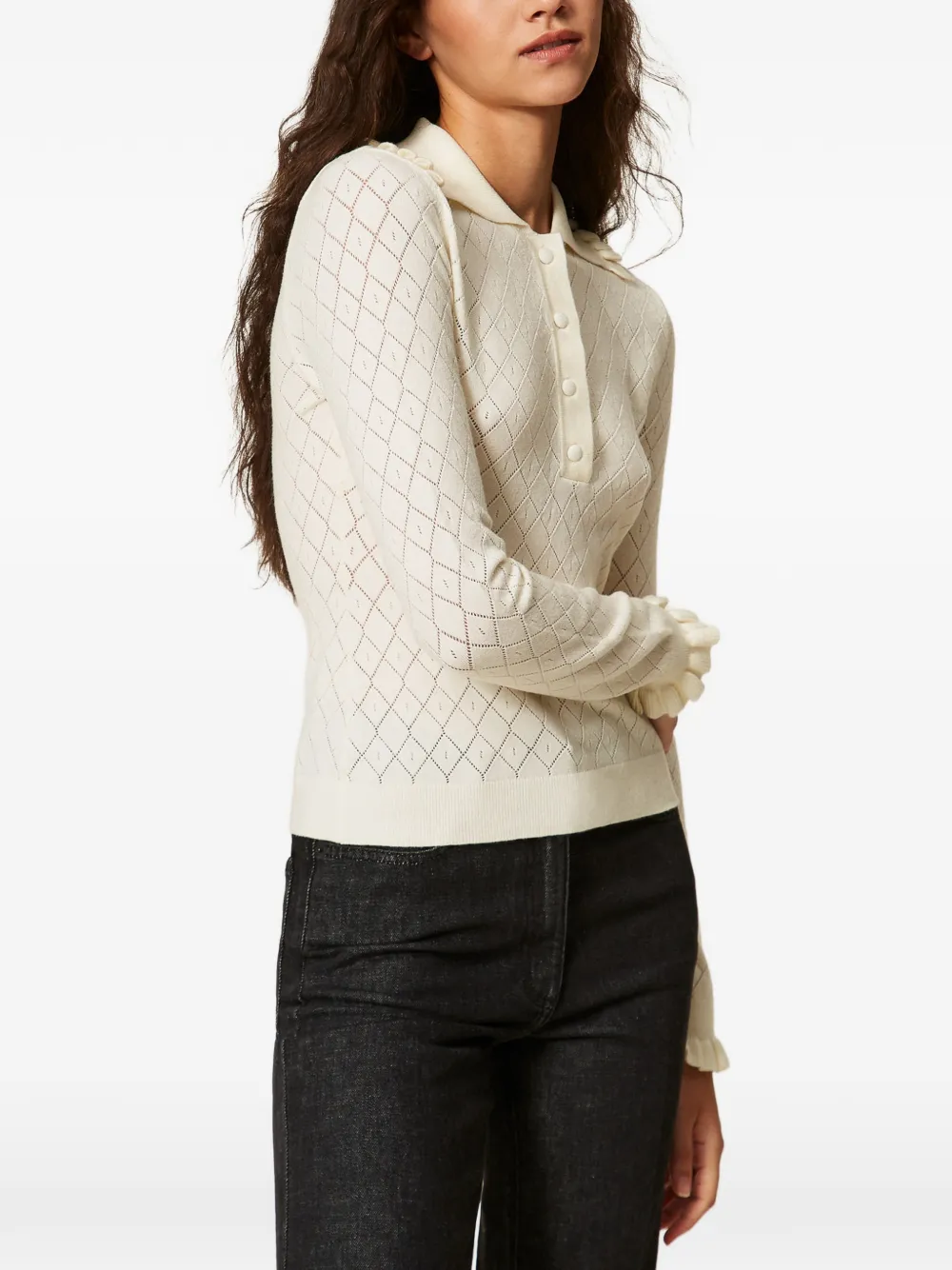 TWINSET Trui met polokraag en ruches Beige
