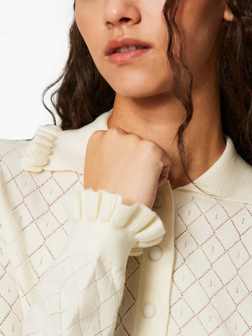 TWINSET Trui met polokraag en ruches Beige