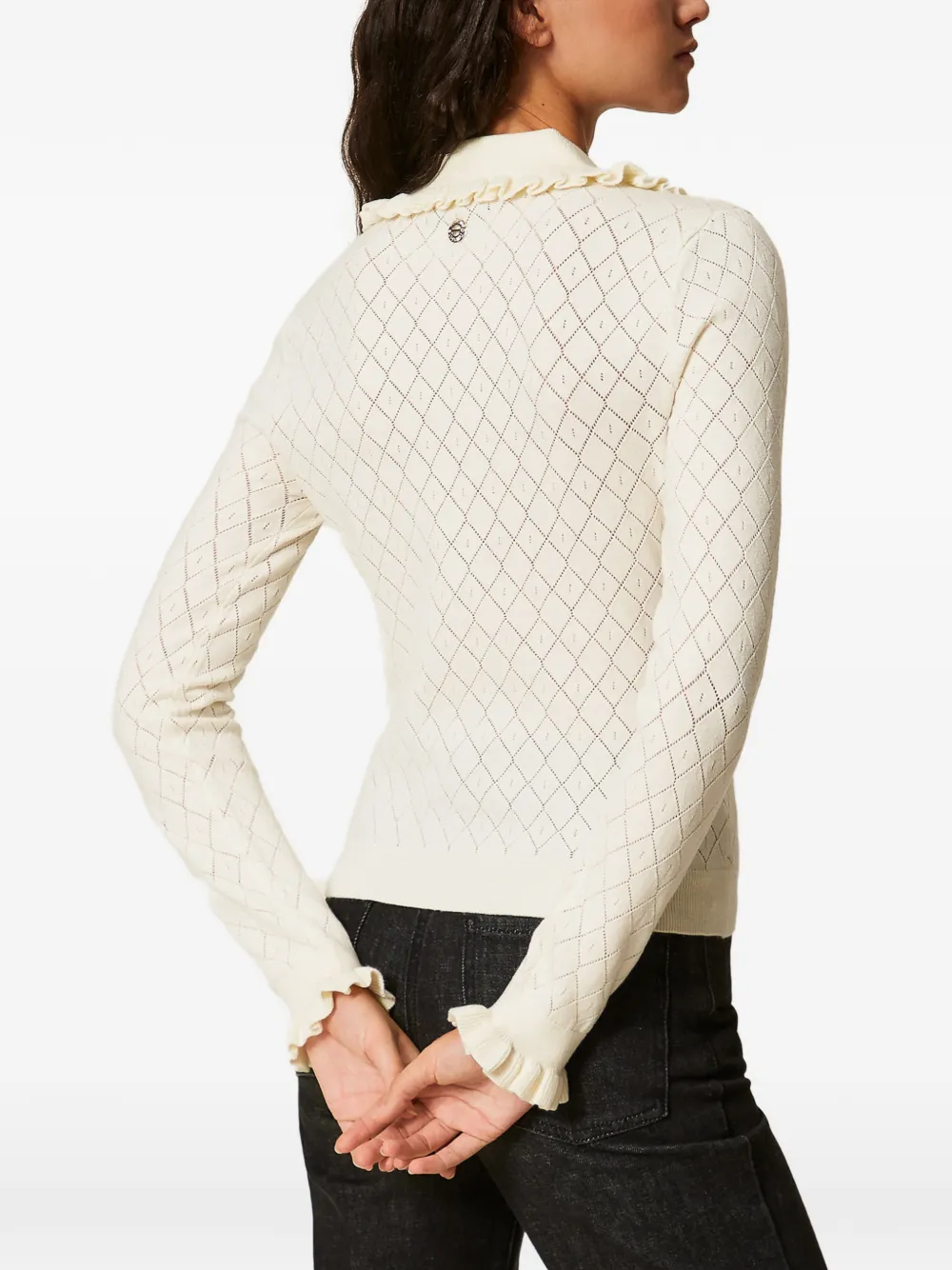 TWINSET Trui met polokraag en ruches Beige