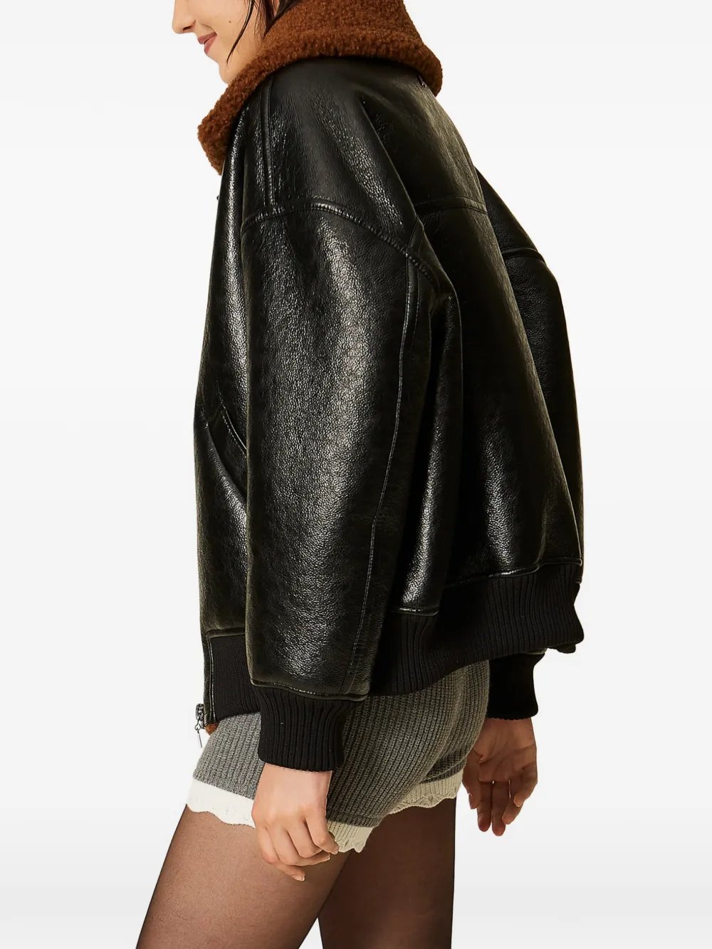 TWINSET Lammy bomberjack Zwart