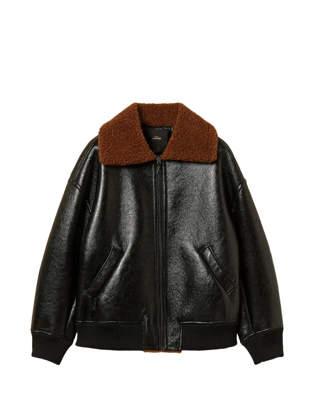 TWINSET padded faux-shearling bomber jacket - Schwarz