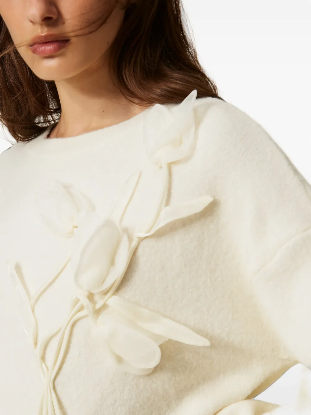 TWINSET Trui met organza bloemenrank Beige