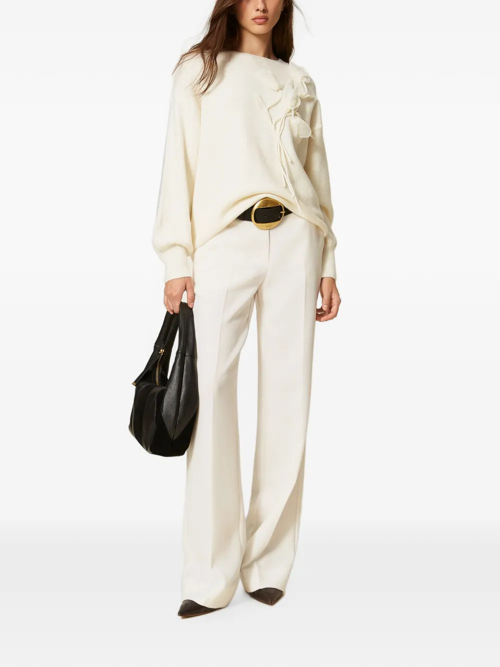 TWINSET Trui met organza bloemenrank Beige