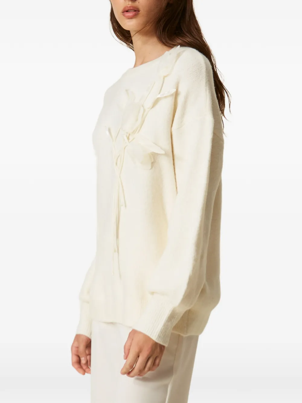 TWINSET Trui met organza bloemenrank Beige