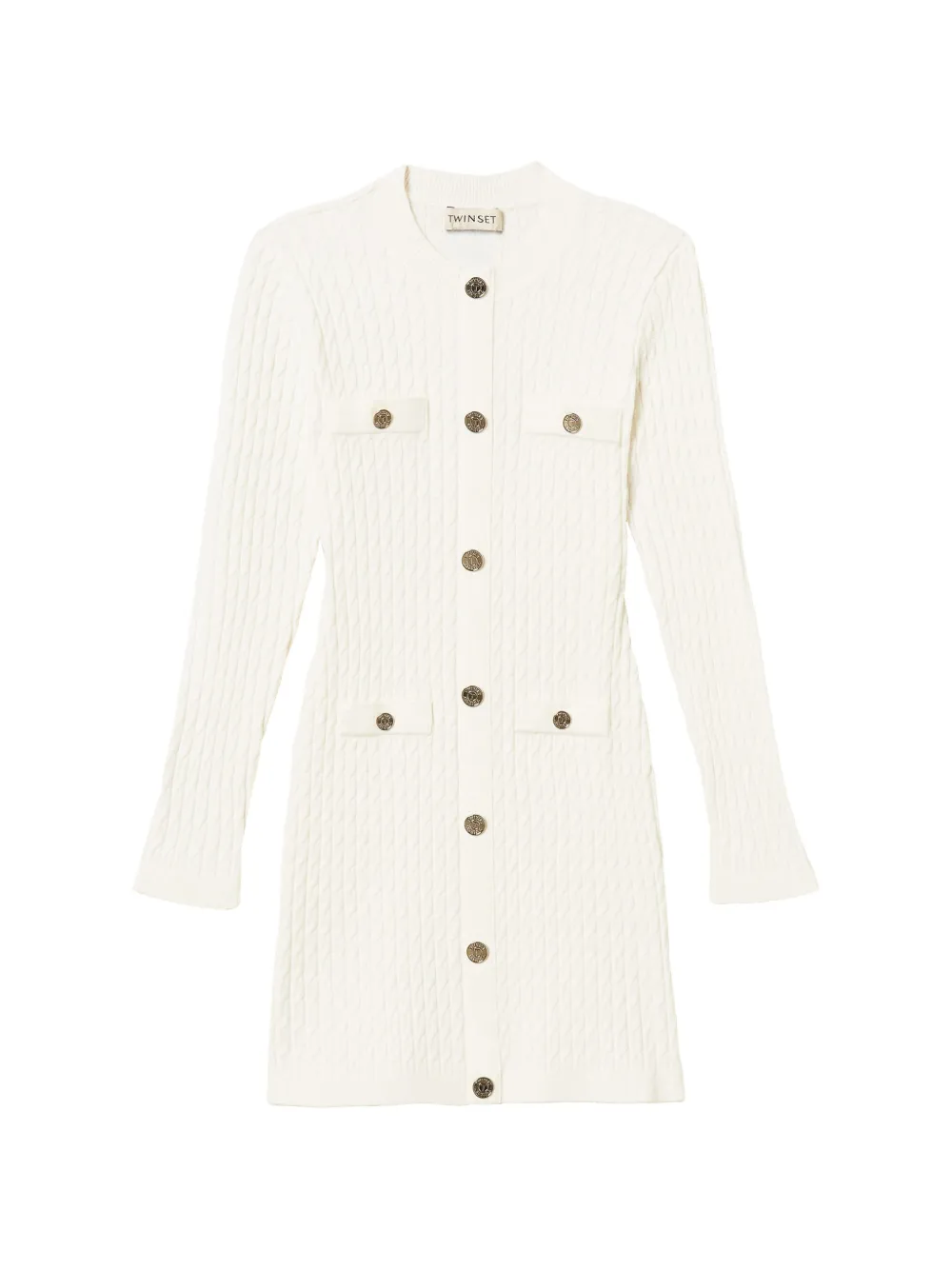 TWINSET Kids cable-knit button-down midi dress - Toni neutri