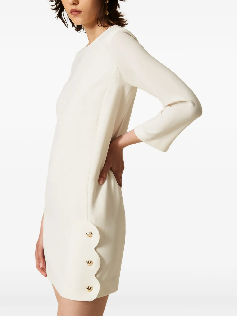 TWINSET Korte crêpe jurk met hartvormige knopen Beige