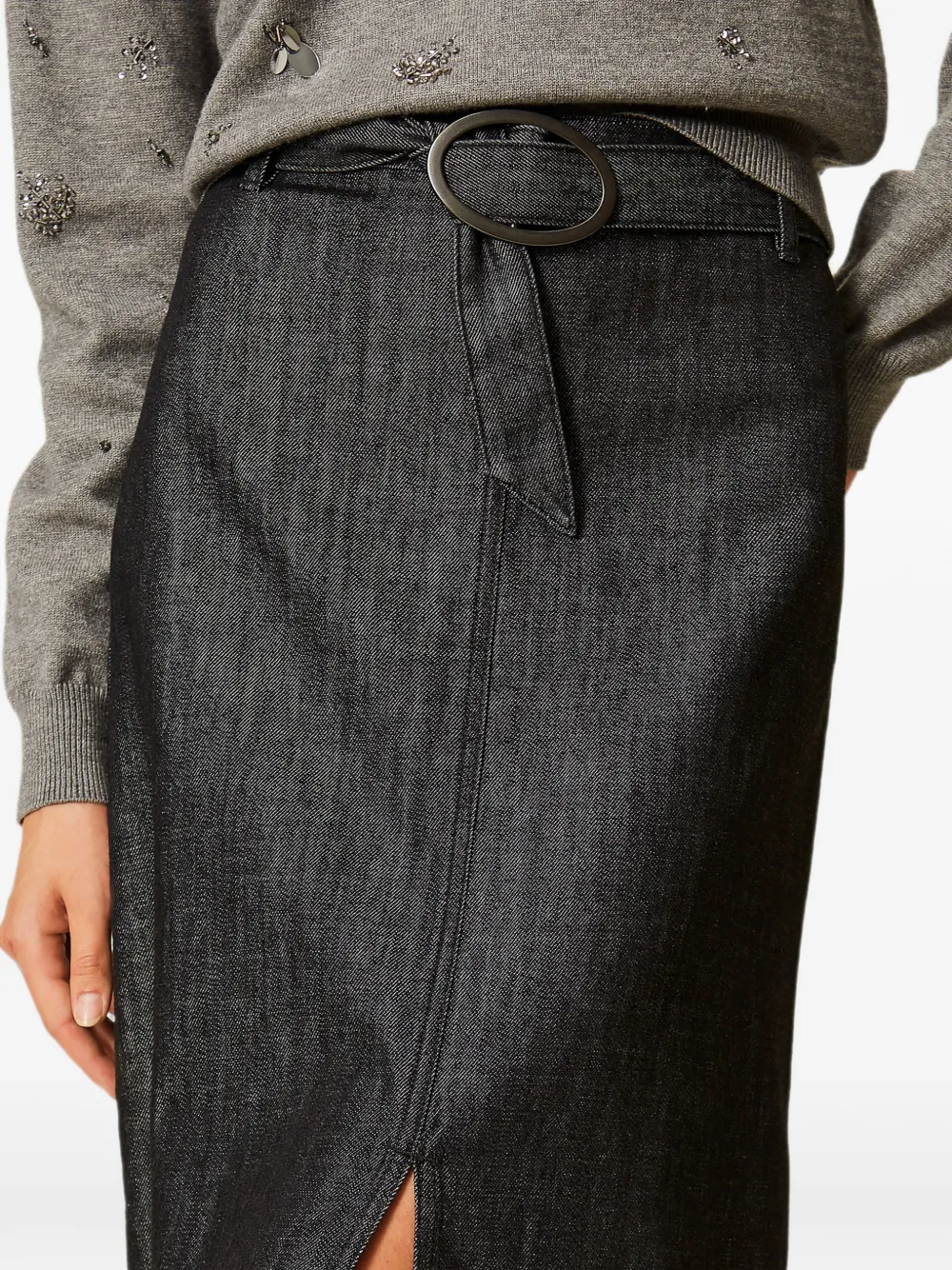 TWINSET Lange denim rok Zwart